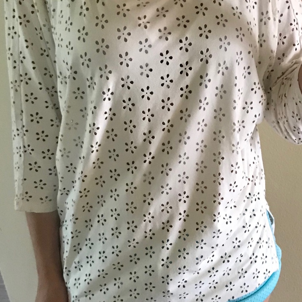 Faux suede white eyelet top
